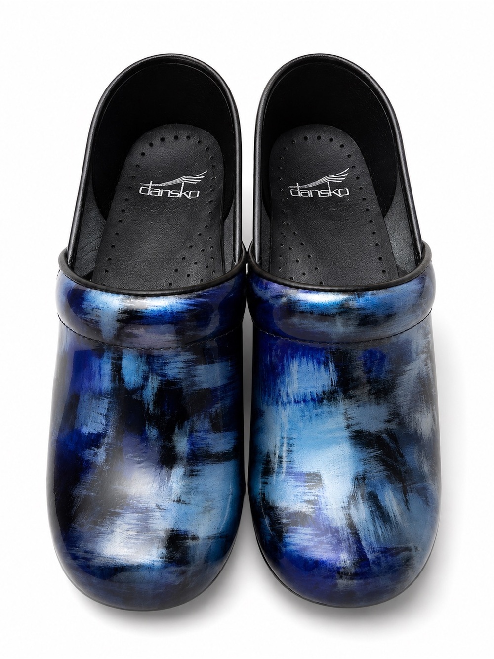 Dansko Women’s 38 Blue Abstract Professional Clogs Medical Nursing Shoes NWOT